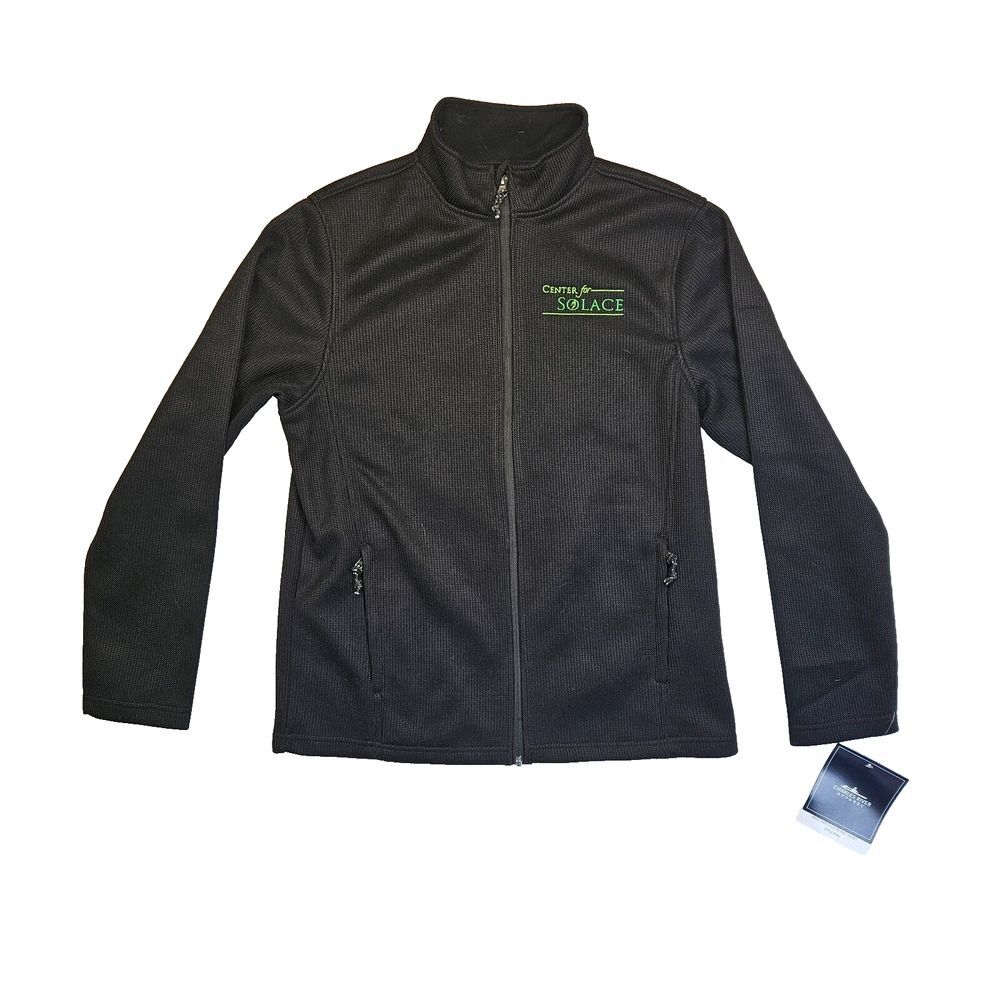 NEW Charles River Fleece Lined Heritage Rib Knit Jacket Zip Logo Black Mens M